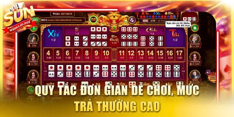 Quy tắc đơn giản dễ chơi, mức trả thưởng cao